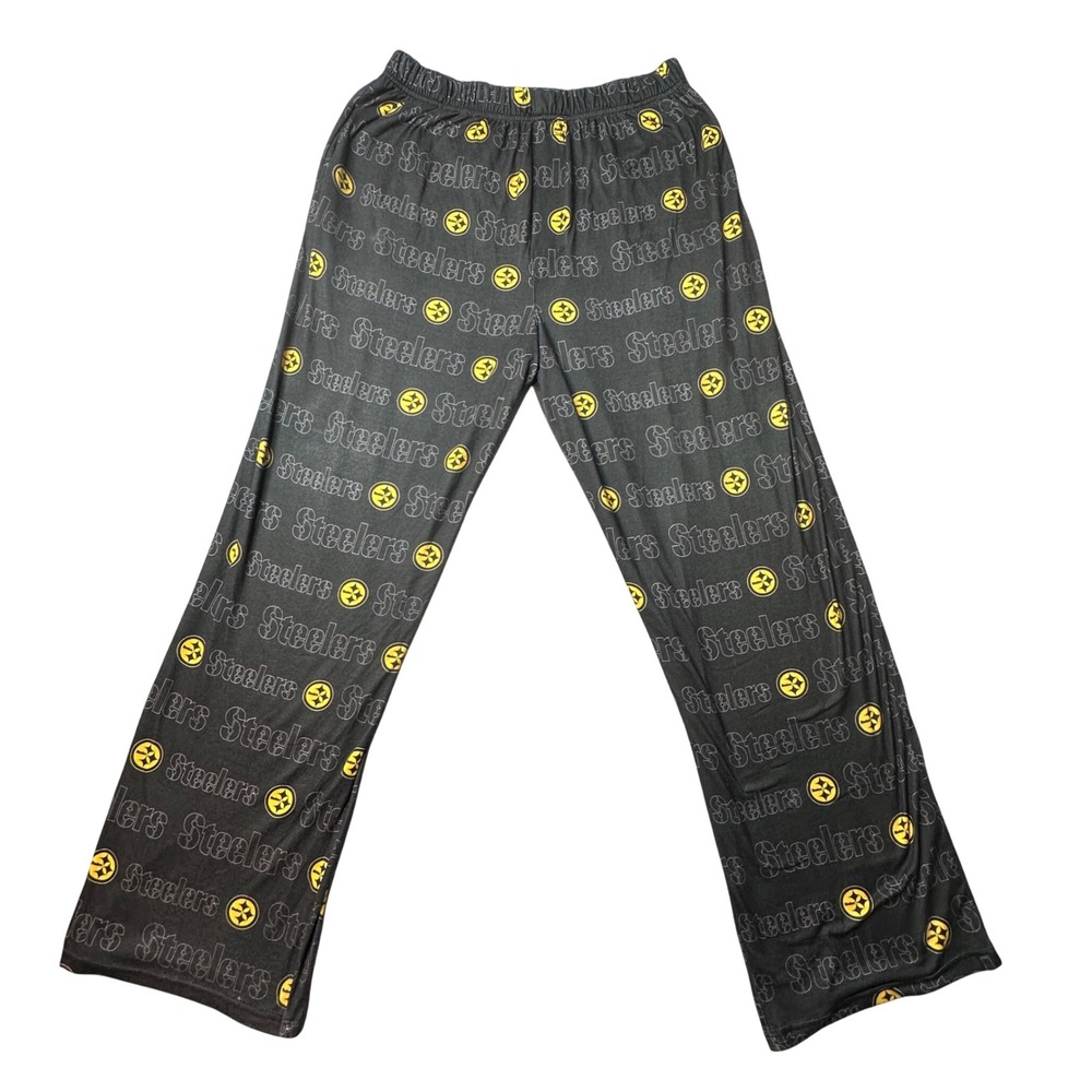 NFL Pajama Pants Mens L Black Pittsburgh Steelers Team Apparel Lounge Sleepwear